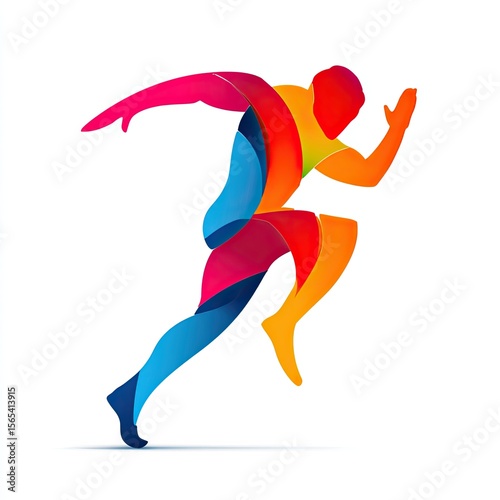 Decathlon Sport Logo Ten event symbols interlocked athlete mid-hurdle versatility in motion olympic ambition isolated on white background