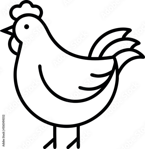 Hen line art icon victor image