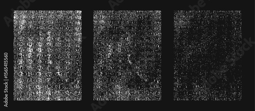 Grunge Grid Texture Background Set for Distressed Overlay Effect, Noise Scratch Surface, Dirty Cracked Pattern, Abstract Static Glitch Design, Rough Grain, Damaged Vintage Print Vector Illustration
