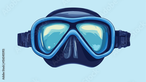 Blue Diving Snorkel Mask Vector Illustration
