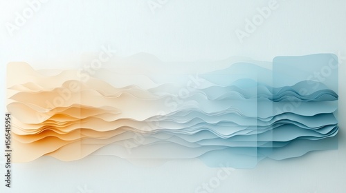Abstract layers of colorful paper studio setting digital art soft light unique perspective creative design inspiration