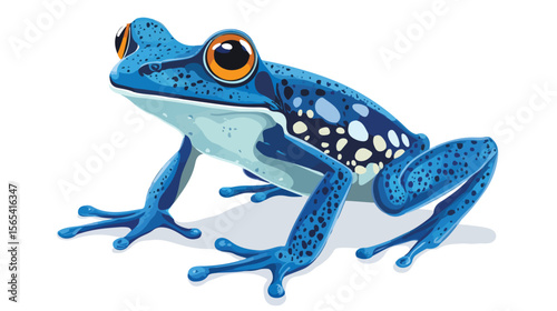 Blue Frog Exotic Animal Flat Vector Illustration