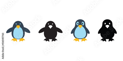 Isolated on white background, penguin vector icon child cartoon character illustration symbol graphic doodle