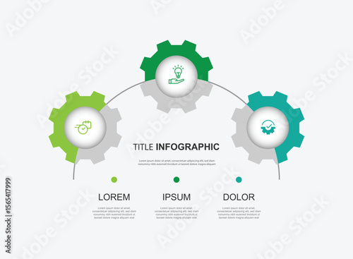3 step design infographic template. Vector diagram information with paper style and icons suitable for workflow, business information and web presentation.