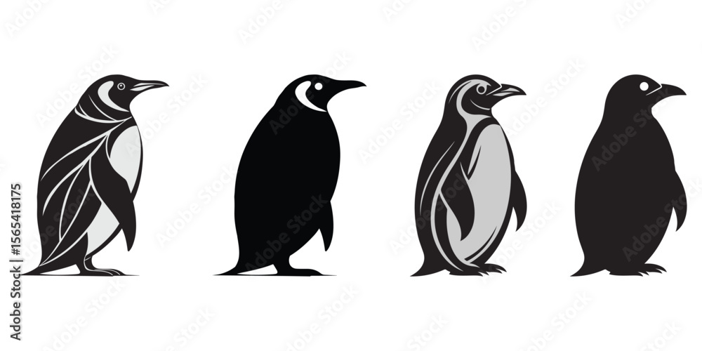 Naklejka premium Isolated on white background, penguin vector icon child cartoon character illustration symbol graphic doodle