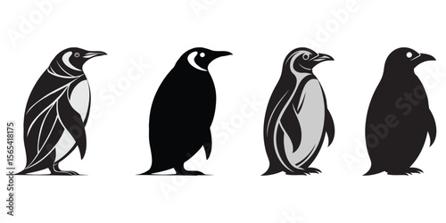 Isolated on white background, penguin vector icon child cartoon character illustration symbol graphic doodle