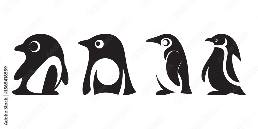 Naklejka premium Isolated on white background, penguin vector icon child cartoon character illustration symbol graphic doodle