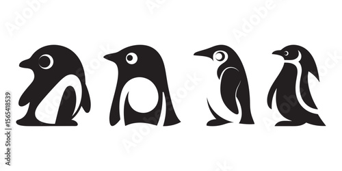 Isolated on white background, penguin vector icon child cartoon character illustration symbol graphic doodle