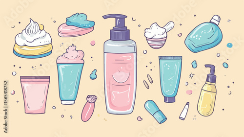 Hand Drawn Body Cream Element Vector Illustration