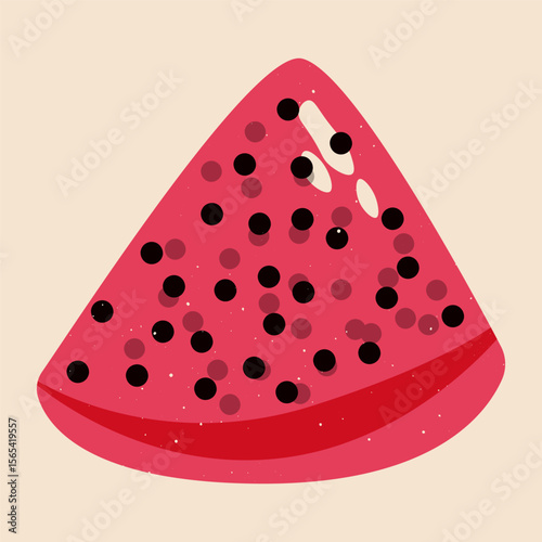 Dragon fruit slices. Exotic pink pitaya fruit, fresh ripe tropical pitahaya with seeds, healthy organic food risograph style. Vector cartoon illustration