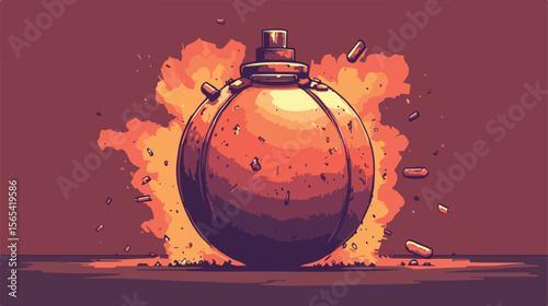 Pixel Art Flat Vector Illustration of Centered Bomb