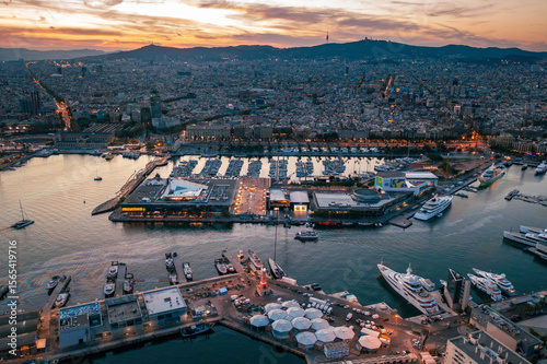 Photography Barcelona Marina: Luxury Yachts and City Lights at Twilight

An aerial view of B