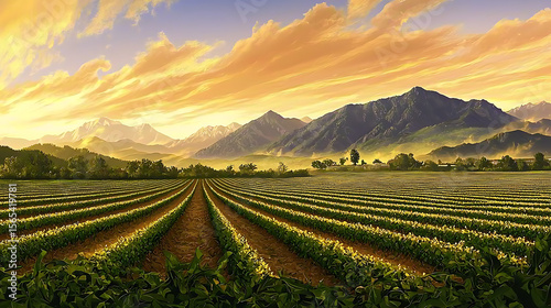 Wallpaper Mural A beautiful landscape with a mountain range in the background Torontodigital.ca