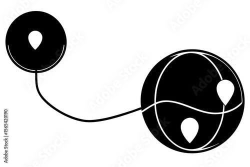 Connected World Map Pins – Global Location Path Symbol Vector for Travel and Love