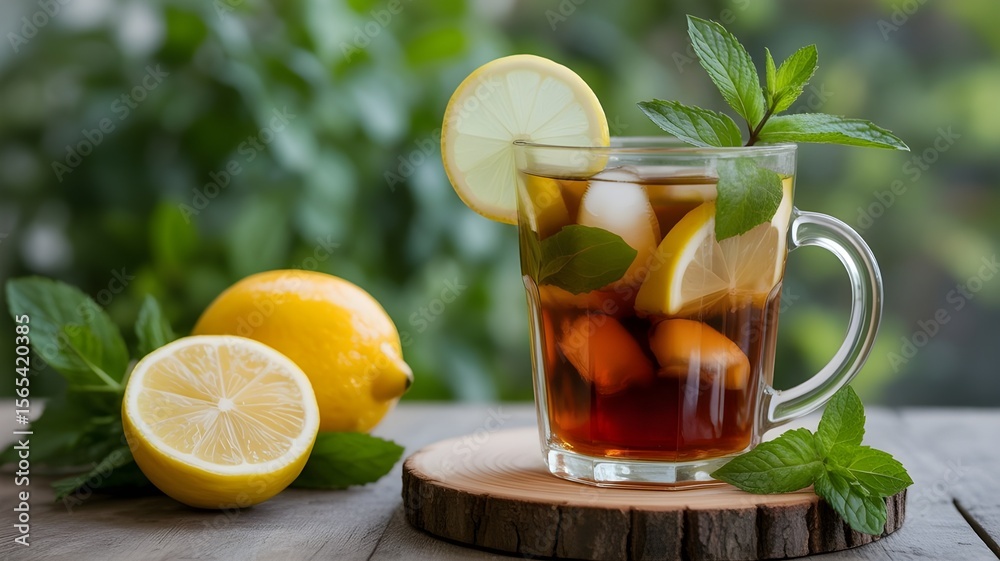 Fototapeta premium Tea with lemon .Tea with lemon with lemon.