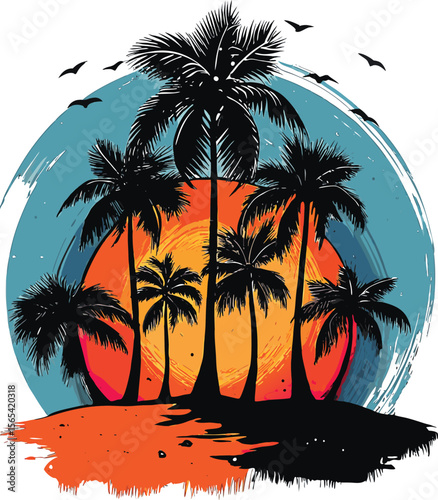 tropical beach with palm trees