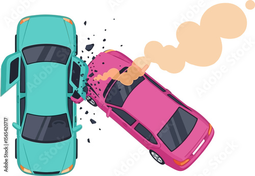 Car accident illustration vehicle collision insurance claim crash damage auto