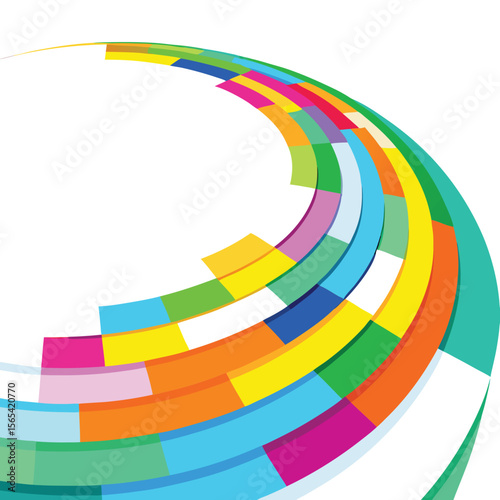 Abstract Colorful Swirling Rectangular Pattern Bright Hues Vivid Geometric Design Background