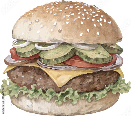 black hand drawn hamburger