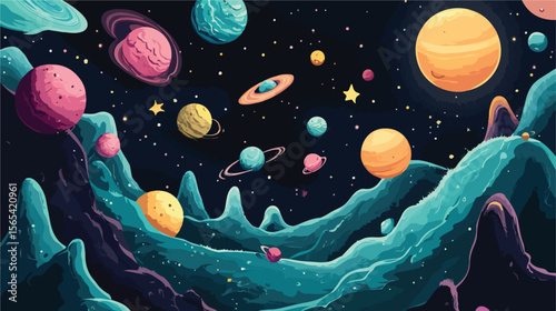 Imaginative Book Story Space Vector Illustration