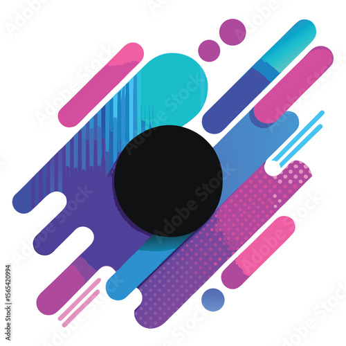 Abstract Background Design Purple Pink Blue Teal Black Circle Shapes Pattern vector