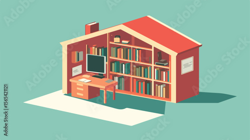 Home Education Concept with Books in Modern House Interior