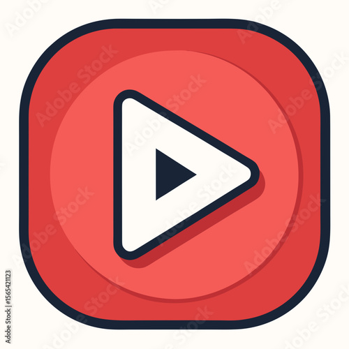 Red Play Button Icon with Rounded Square Shape