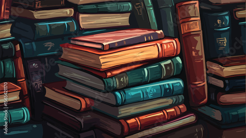 Stack of Books Flat Vector Illustration Centered