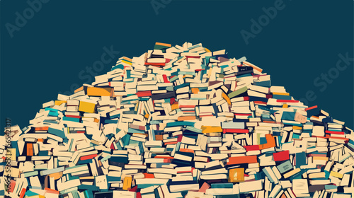 Stack of Books Pile Education Flat Vector Illustration