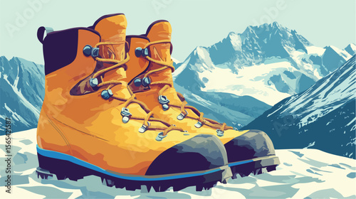 Mountaineering Boot Equipment Vector Illustration