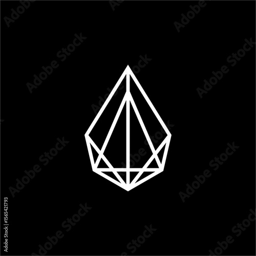 Emerald diamond logo. The concept of a diamond or gemstone silhouette depicted in a clean and minimalist white outline. Suitable for fashion, beauty, cosmetics, jewelry, spa, resort & hotel.logo, desi
