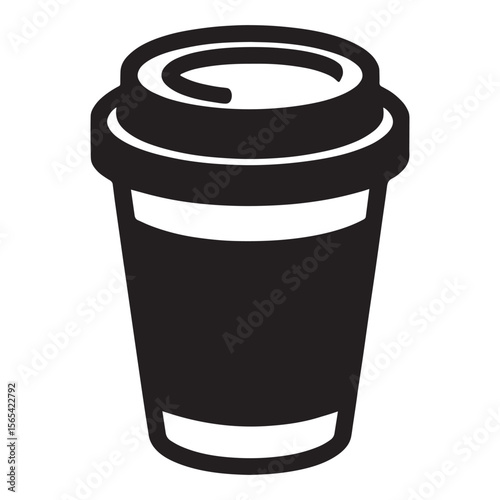 Coffee Cup Icon. Black Silhouette of Takeaway Mug for Cafe and Beverage Design