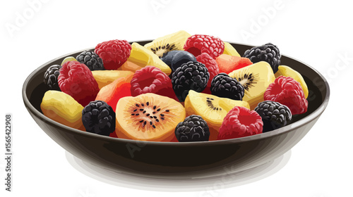 Fresh Fruits Bowl Flat Vector Illustration