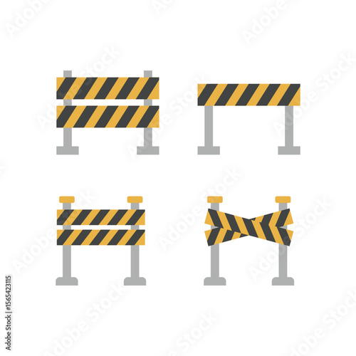 road barrier and construction barricade icon vector design concept flat style