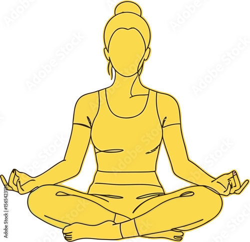 Meditation art yoga pose line drawing zen wellness spiritual practice calm