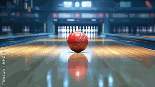 Strike Bowling Poster Flat Vector Illustration