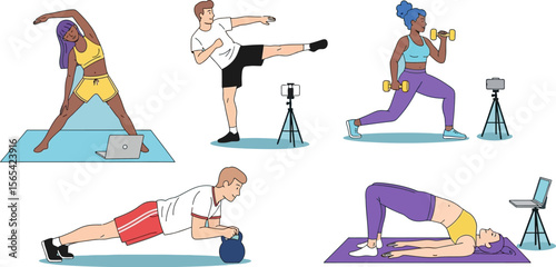 Online fitness class workout from home virtual training exercise programs