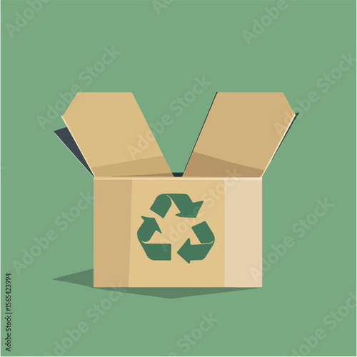 Recycle Paper Box Flat Vector Illustration