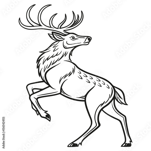 Majestic stag prancing with impressive antlers deer animal