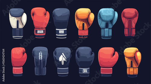 Boxing Glove Sport Equipment Flat Vector Illustration