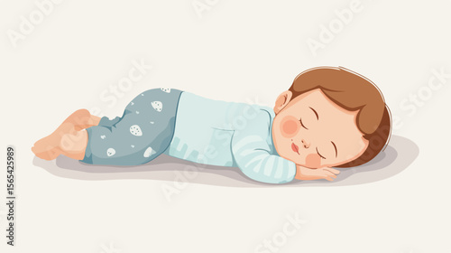 Cute Sleeping Baby Boy Vector Illustration