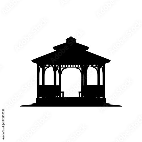 Elegant Octagonal Garden Gazebo Silhouette for Outdoor Relaxation and Ambiance