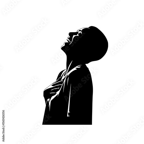 Silhouette of a Person with Head Tilted Back and Eyes Closed in Moment of Pure Joy and Gratitude