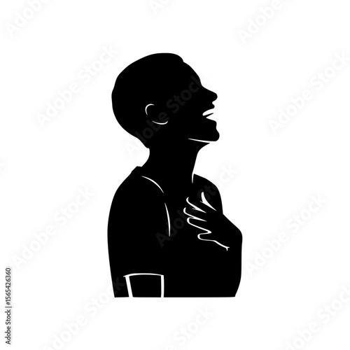 A Silhouette of a Woman Laughing with Her Hand on Her Chest Enjoying a Drink