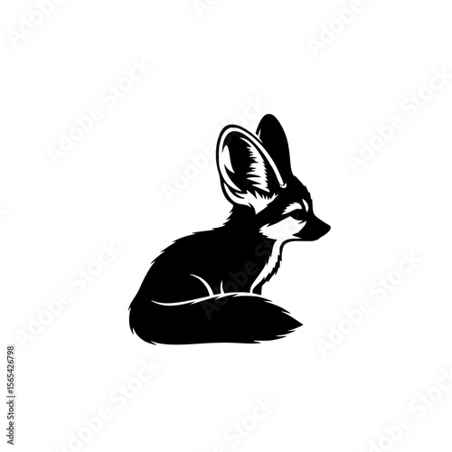 Desert Fennec Fox Sitting Silhouette With Large Ears