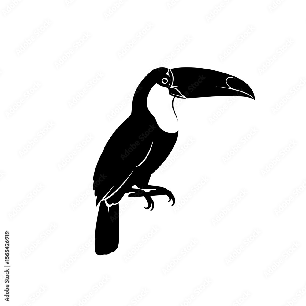 Fototapeta premium Tropical Toucan Bird Silhouette Vector Illustration Art