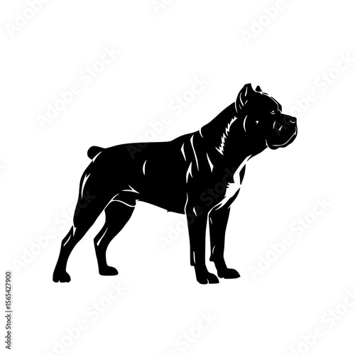 Powerful Dog Breed Silhouette Standing Proudly Muscular Canine Outline