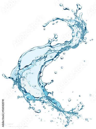 Blue Water Splash Dynamic Flowing Liquid Swooshing Movement Isolated Background vector