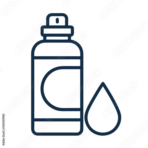 Water bottle line icon with droplet. Vector illustration of a water bottle with droplet