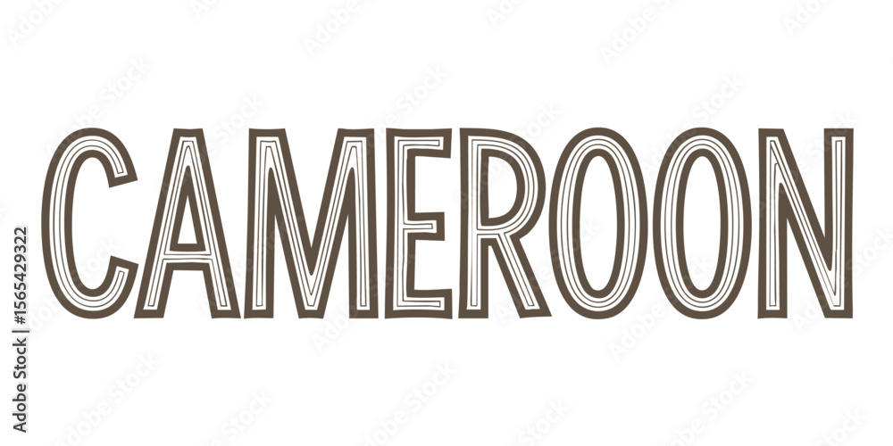 Fototapeta premium Cameroon Text Banner – Stylish Hand-Drawn Outline Typography, Bold Black Letters on Transparent Background for Graphic Design